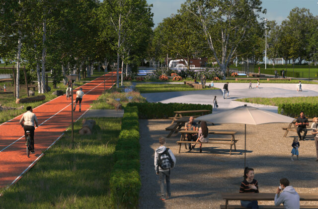 Ontwerp voor de herinrichting van Sportpark Escamp I in Den Haag met ruimte voor sport, bewegen, ontmoeting en groen.
